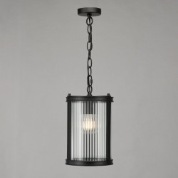 Bianka - Matt Black Pendant with Ribbed Glass Bianka - Matt Black Pendant with Ribbed Glass