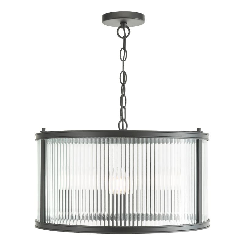 Dar-BIA0322 - Bianka - Matt Black 3 Light Pendant with Ribbed Glass