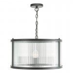 Bianka - Matt Black 3 Light Pendant with Ribbed Glass Bianka - Matt Black 3 Light Pendant with Ribbed Glass