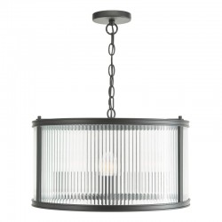 Bianka - Matt Black 3 Light Pendant with Ribbed Glass Bianka - Matt Black 3 Light Pendant with Ribbed Glass