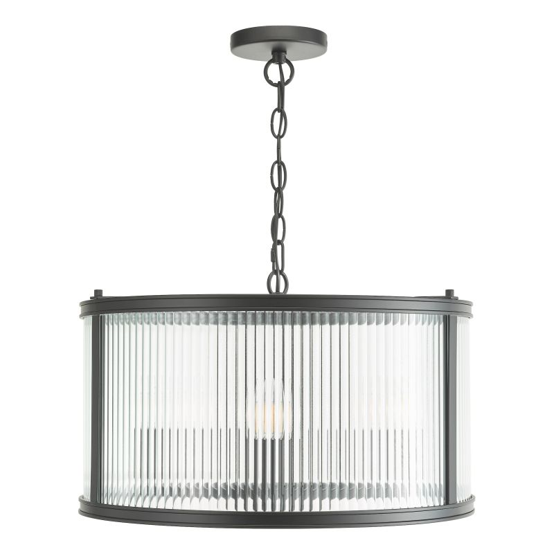 Dar-BIA0322 - Bianka - Matt Black 3 Light Pendant with Ribbed Glass