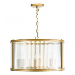 Bianka - Bronze 3 Light Pendant with Ribbed Glass