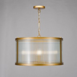 Bianka - Bronze 3 Light Pendant with Ribbed Glass