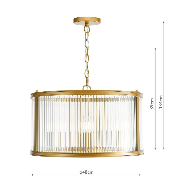 Dar-BIA0363 - Bianka - Bronze 3 Light Pendant with Ribbed Glass