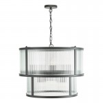Bianka - Matt Black 6 Light Pendant with Ribbed Glass Bianka - Matt Black 6 Light Pendant with Ribbed Glass