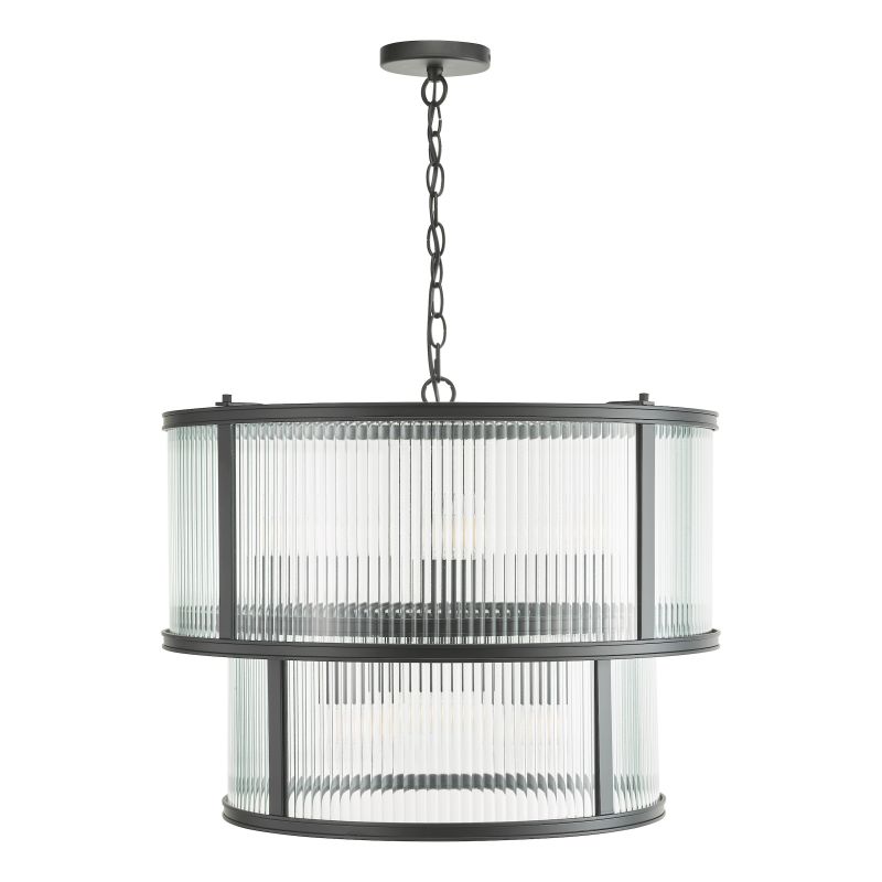 Dar-BIA0622 - Bianka - Matt Black 6 Light Pendant with Ribbed Glass