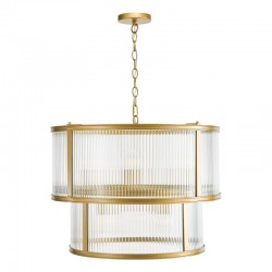 Bianka - Bronze 6 Light Pendant with Ribbed Glass Bianka - Bronze 6 Light Pendant with Ribbed Glass