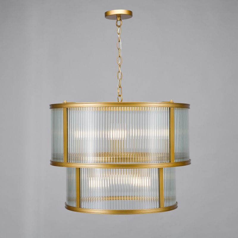 Dar-BIA0663 - Bianka - Bronze 6 Light Pendant with Ribbed Glass