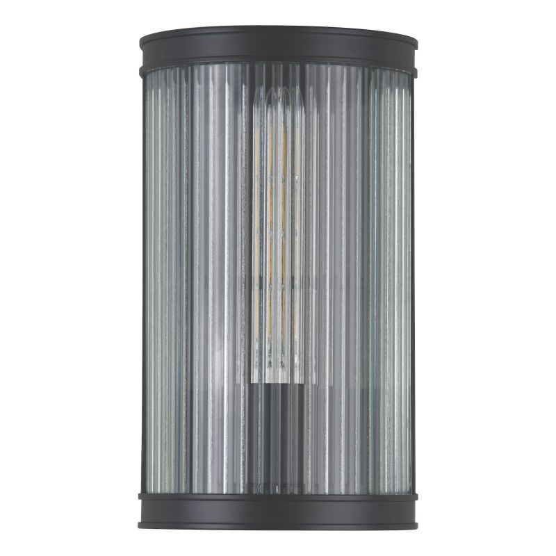 Dar-BIA0722 - Bianka - Matt Black Wall Lamp with Ribbed Glass