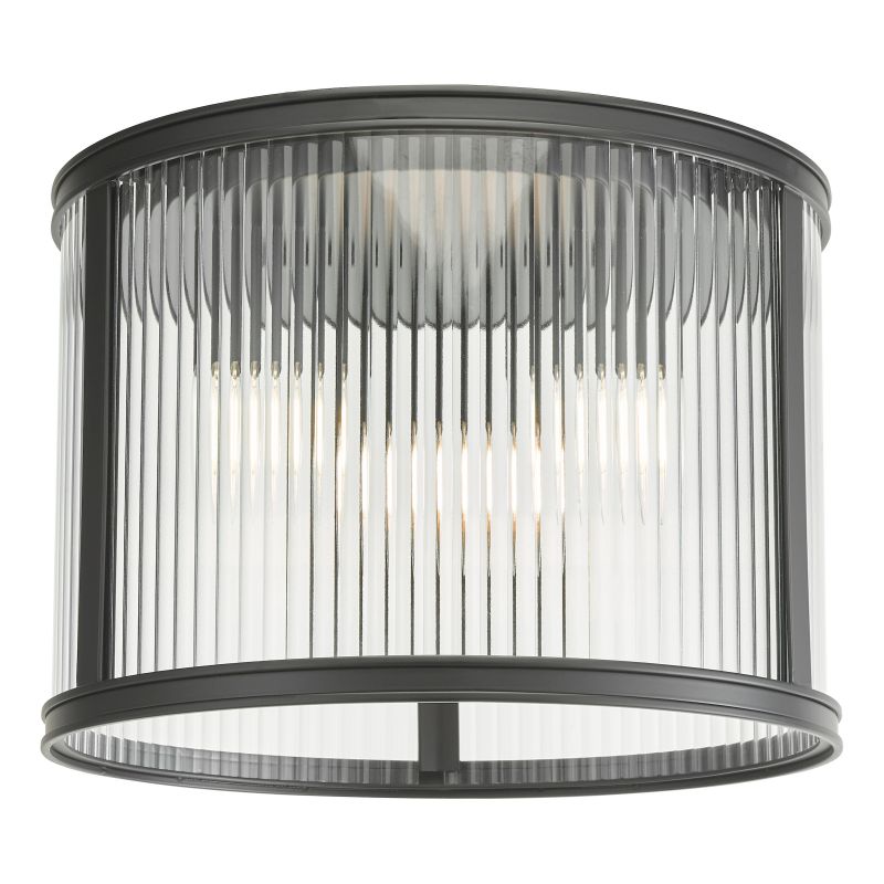 Dar-BIA5322 - Bianka - Matt Black 3 Light Flush with Ribbed Glass