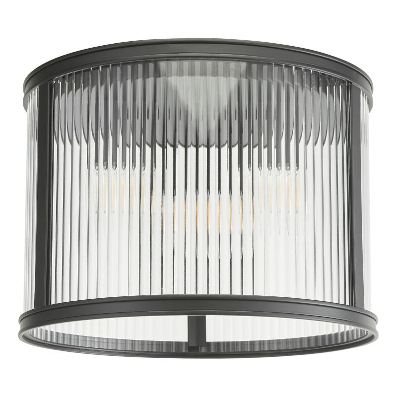 Dar-BIA5322 - Bianka - Matt Black 3 Light Flush with Ribbed Glass