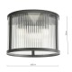 Dar-BIA5322 - Bianka - Matt Black 3 Light Flush with Ribbed Glass