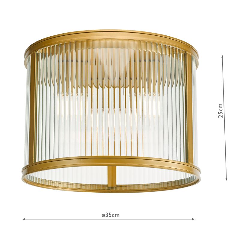 Dar-BIA5363 - Bianka - Bronze 3 Light Flush with Ribbed Glass