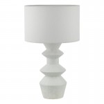 Bidelia - White Table Lamp with White Linen Shade