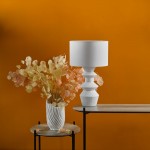 Bidelia - White Table Lamp with White Linen Shade