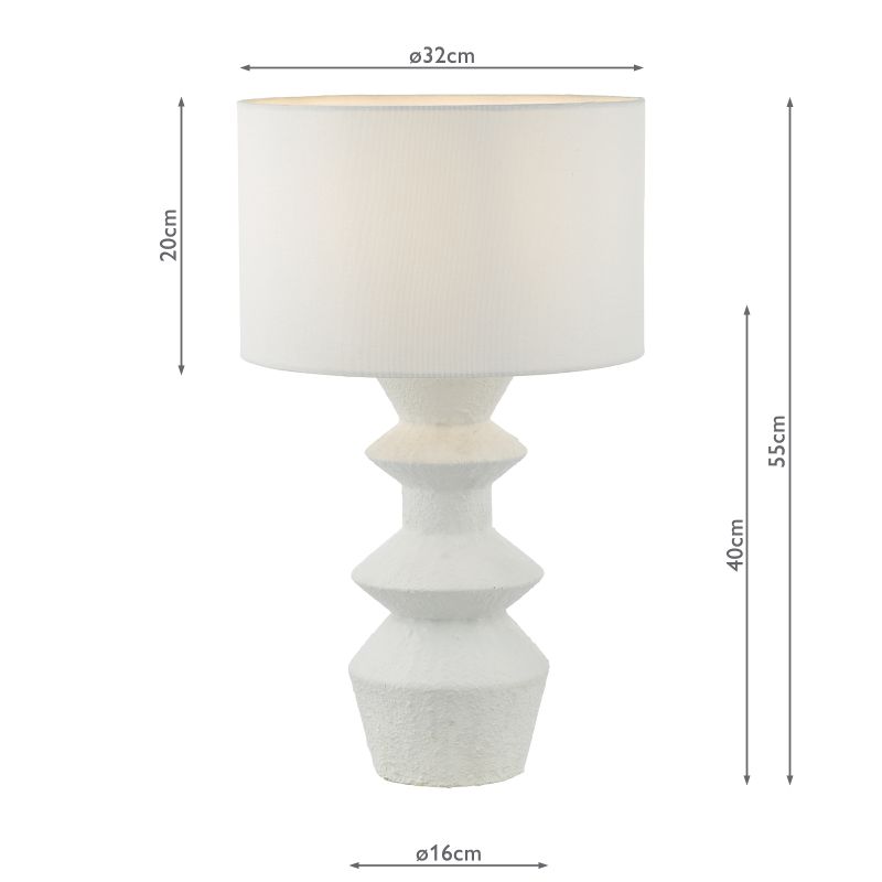 Dar-BID422 - Bidelia - White Table Lamp with White Linen Shade