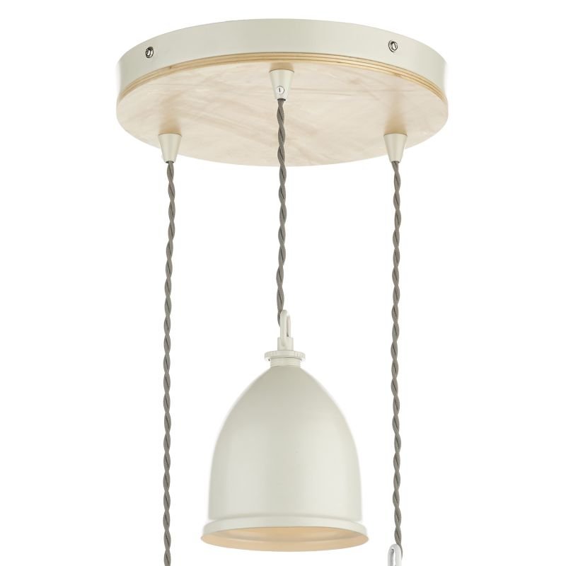 Ceiling Lights - Blyton - Retro Cream with Wood 3 Light Cluster Pendant Dar-BLY0343 - Blyton - Retro Cream with Wood 3 Light Cluster Pendant