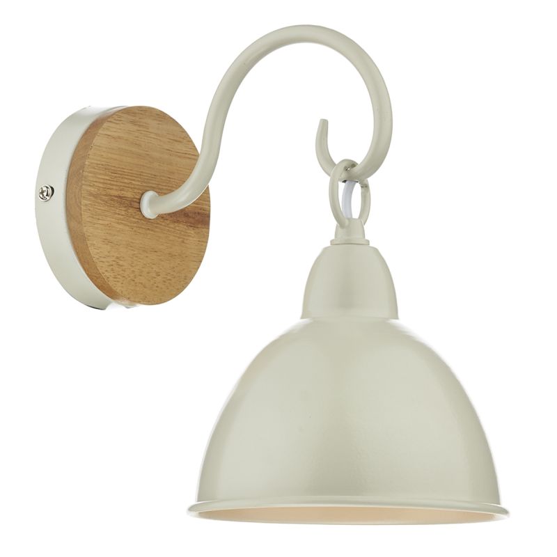 Dar-BLY0743 - Blyton - Retro Cream with Wood Single Wall Lamp