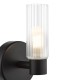 Dar-BOL0722 - Bolton - Black Wall Lamp with Frosted & Ribbed Glass IP44