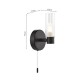 Dar-BOL0722 - Bolton - Black Wall Lamp with Frosted & Ribbed Glass IP44