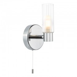 Bolton - Chrome Wall Lamp with Frosted & Ribbed Glass IP44 Bolton - Chrome Wall Lamp with Frosted & Ribbed Glass IP44