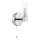 Dar-BOL0750 - Bolton - Chrome Wall Lamp with Frosted & Ribbed Glass IP44