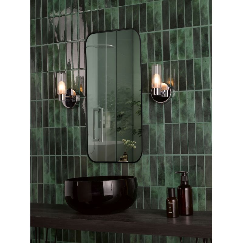 Dar-BOL0750 - Bolton - Chrome Wall Lamp with Frosted & Ribbed Glass IP44