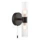 Dar-BOL0922 - Bolton - Black 2 Light Wall Lamp with Frosted & Ribbed Glass IP44