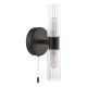 Dar-BOL0922 - Bolton - Black 2 Light Wall Lamp with Frosted & Ribbed Glass IP44