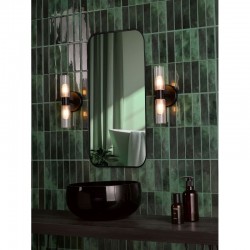 Bolton - Black 2 Light Wall Lamp with Frosted & Ribbed Glass IP44 Bolton - Black 2 Light Wall Lamp with Frosted & Ribbed Glass IP44