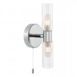 Bolton - Chrome 2 Light Wall Lamp with Frosted & Ribbed Glass IP44 Bolton - Chrome 2 Light Wall Lamp with Frosted & Ribbed Glass IP44