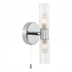 Bolton - Chrome 2 Light Wall Lamp with Frosted & Ribbed Glass IP44 Bolton - Chrome 2 Light Wall Lamp with Frosted & Ribbed Glass IP44