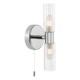 Dar-BOL0950 - Bolton - Chrome 2 Light Wall Lamp with Frosted & Ribbed Glass IP44