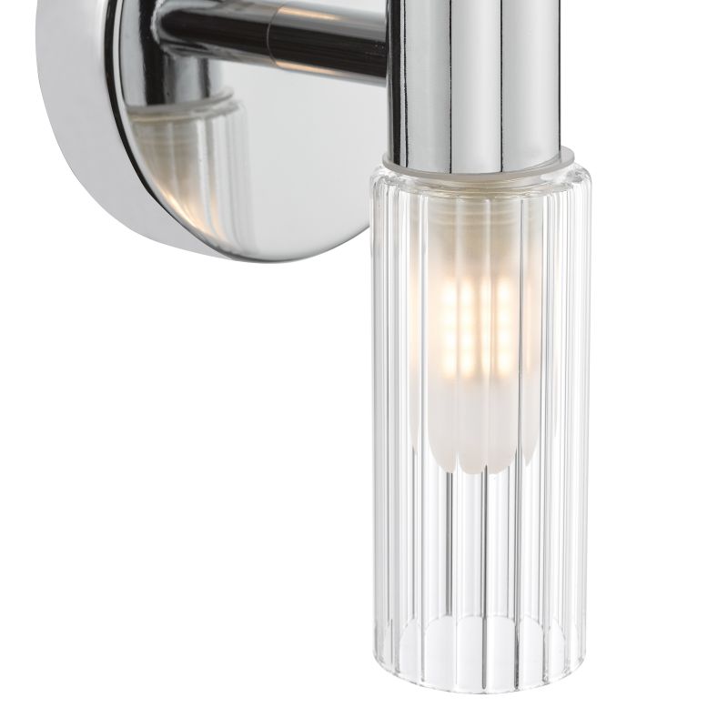 Dar-BOL0950 - Bolton - Chrome 2 Light Wall Lamp with Frosted & Ribbed Glass IP44