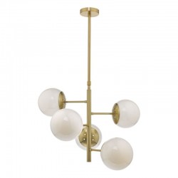 Bombazine - Natural Brass & Opal Glass 5 Light Centre Fitting