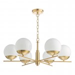 Bombazine - Natural Brass 6 Light Centre Fitting with Opal Glasses Bombazine - Natural Brass 6 Light Centre Fitting with Opal Glasses