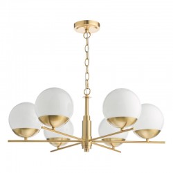 Bombazine - Natural Brass 6 Light Centre Fitting with Opal Glasses Bombazine - Natural Brass 6 Light Centre Fitting with Opal Glasses