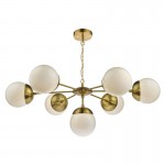 Bombazine - Natural Brass 7 Light Centre Fitting with Opal Glass  Bombazine - Natural Brass 7 Light Centre Fitting with Opal Glass