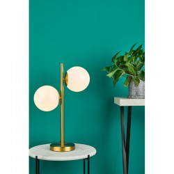 Bombazine - Natural Brass 2 Light Table Lamp with Opal Glass  Bombazine - Natural Brass 2 Light Table Lamp with Opal Glass