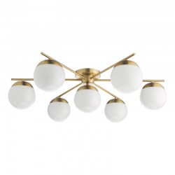 Bombazine - Natural Brass 7 Light Ceiling Lamp with Opal Glasses
