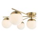 Dar-BOM5035 - Bombazine - Natural Brass 7 Light Ceiling Lamp with Opal Glasses