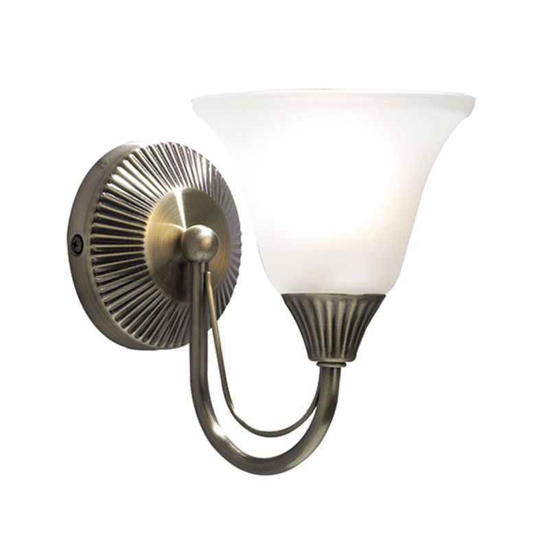 Wall Lights - Boston - Decorative Antique Brass with Glass Single Wall Lamp Dar-BOS07 - Boston - Decorative Antique Brass with Glass Single Wall Lamp