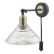 Dar-BOY0775 - Boyd - Prismatic Clear Glass & Antique Brass Plug-in Wall Lamp