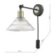 Dar-BOY0775 - Boyd - Prismatic Clear Glass & Antique Brass Plug-in Wall Lamp