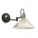 Boyd - Antique Brass & Black Wall Lamp with Prismatic Clear Glass Boyd - Antique Brass & Black Wall Lamp with Prismatic Clear Glass