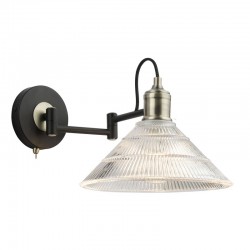 Boyd - Antique Brass & Black Wall Lamp with Prismatic Clear Glass Boyd - Antique Brass & Black Wall Lamp with Prismatic Clear Glass