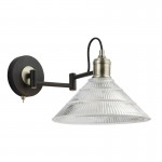 Boyd - Antique Brass & Black Wall Lamp with Prismatic Clear Glass Boyd - Antique Brass & Black Wall Lamp with Prismatic Clear Glass
