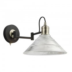 Boyd - Antique Brass & Black Wall Lamp with Prismatic Clear Glass Boyd - Antique Brass & Black Wall Lamp with Prismatic Clear Glass