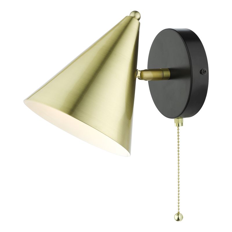 Wisebuys-BRA0741 - Branco - Satin Gold & Black Wall Lamp