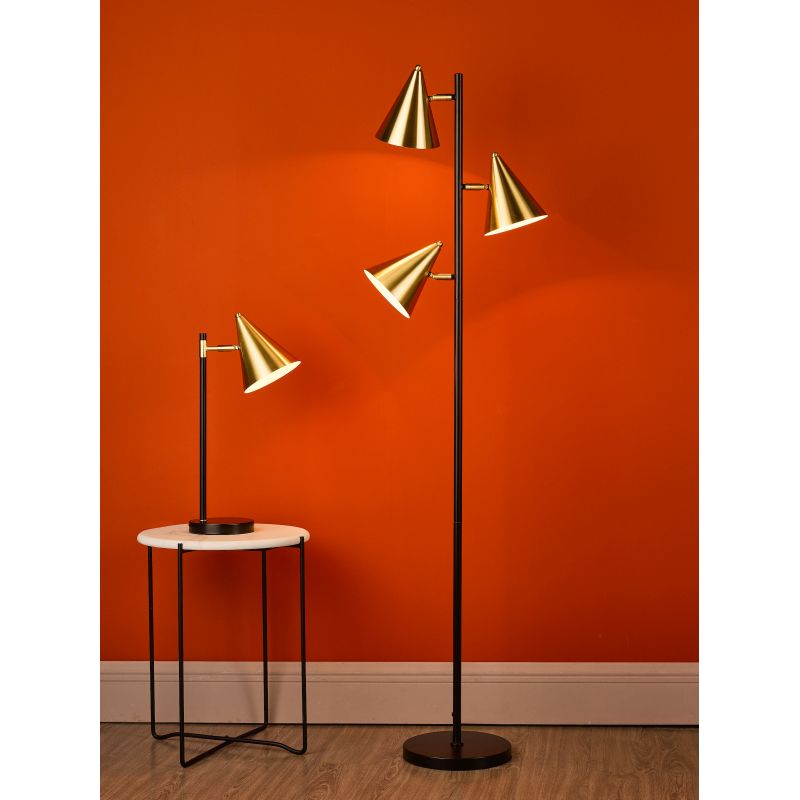 Wisebuys-BRA4941 - Branco - Satin Gold & Black 3 Light Floor Lamp